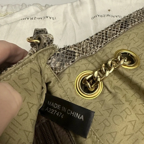 Isaac Mizrahi Live Bridgehampton Leather Bag Chain Strap Soft Snakeskin Print - Picture 12 of 13
